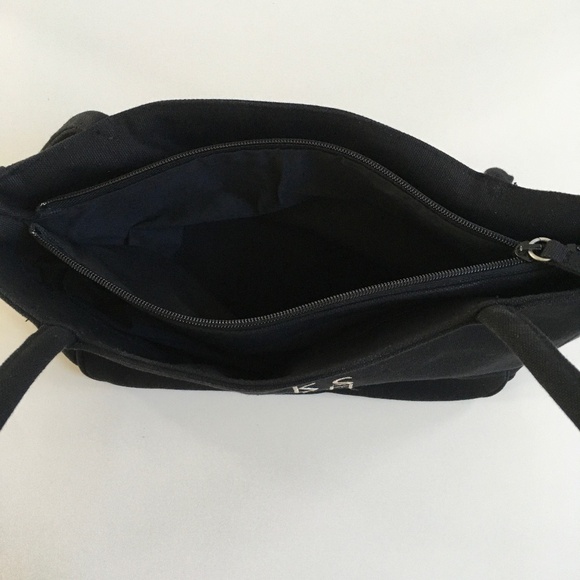 SAKS FIFTH AVENUE Black Tote BAG Purse Handbag Embroidered Logo Y2K NEW - Picture 10 of 13